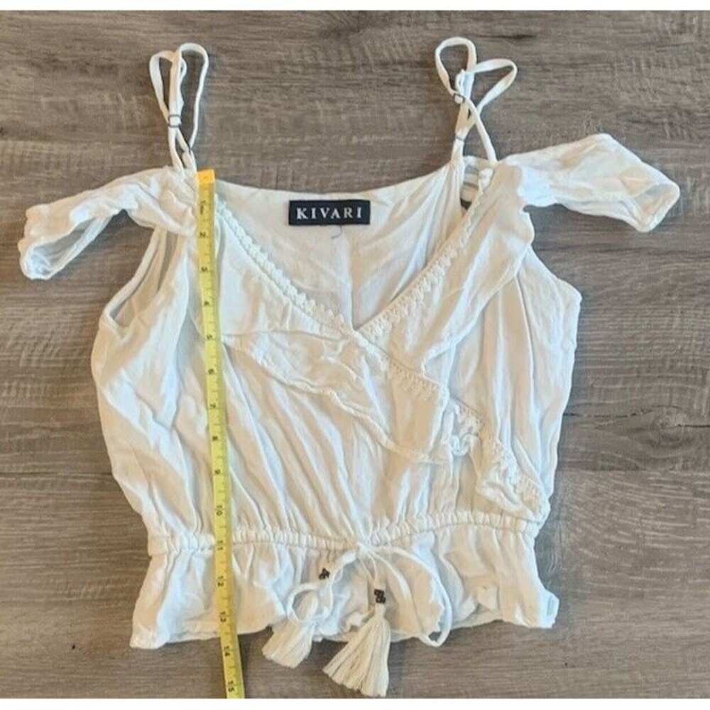 Kivari Size XS/S White Off Shoulder Festival Ruffle Cami Crop Top Australian